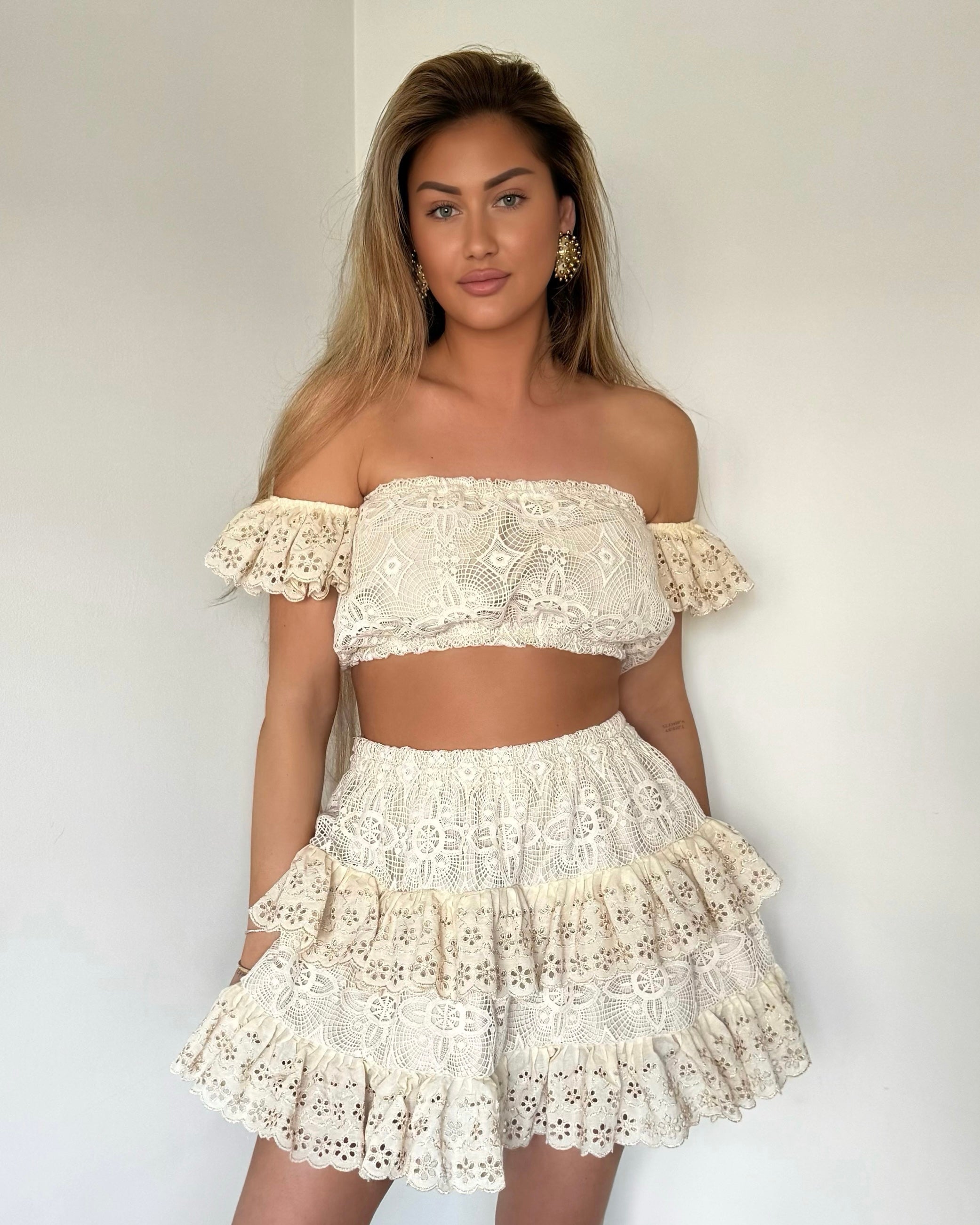 Beige flower skirt